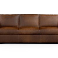brown contemporary sofa with curved arms