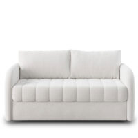 modern white channel tufted loveseat front view