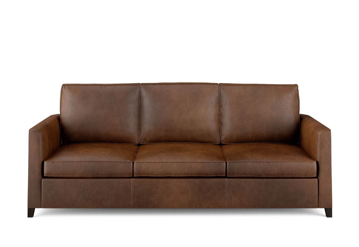 Condo sized sofa in brown leather