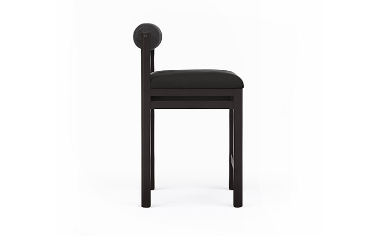 Side view of the Marlowe bar stool with a bolstered back.