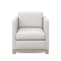 white modern chair with oak wood base