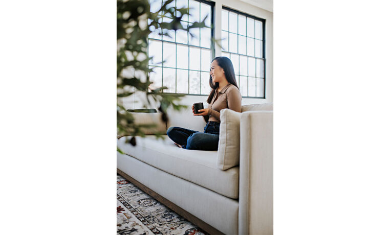 a detailed arm shot of a custom canadian made sofa