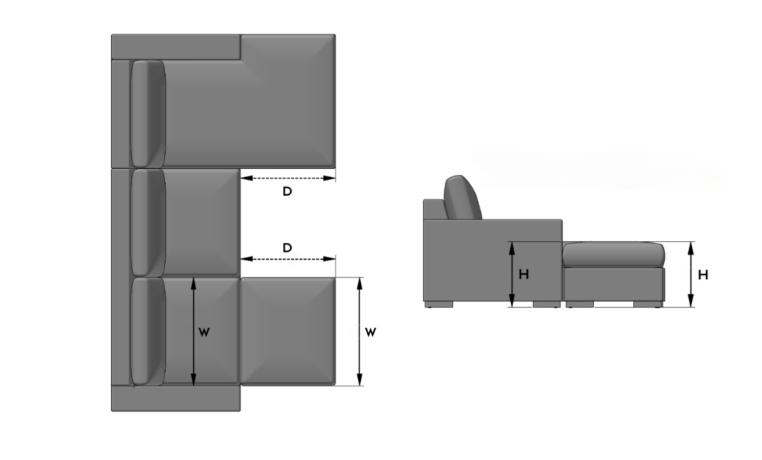 Sectional Ottoman Dimensions Diagram