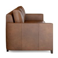 Brown leather sofa side