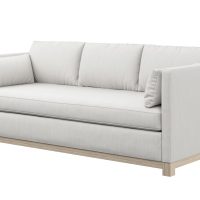 modern sofa in grey fabric with wood base