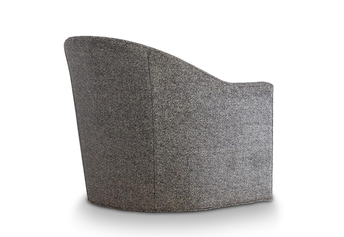 back view of a contemporary Toronto made swivel chair in grey
