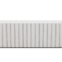Custom bench made in Toronto by Vogel in a white fabric with tan stripes