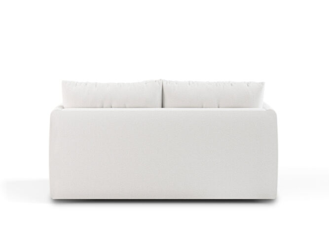 modern white channel tufted loveseat back view