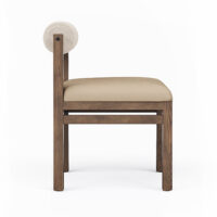 Side view of the Marlowe dining Chair with a bolstered back.