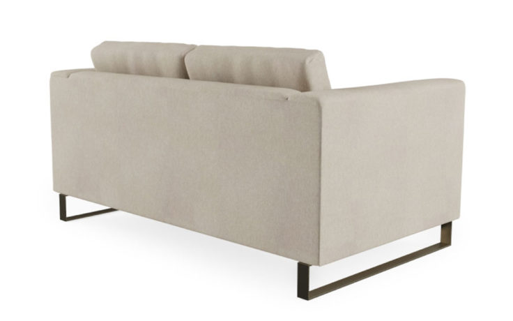 back view of oslo loveseat with gold metal legs