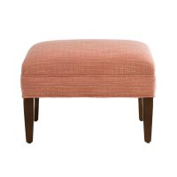 classic Stirling Ottoman by Vogel with red fabric and brown wood finish