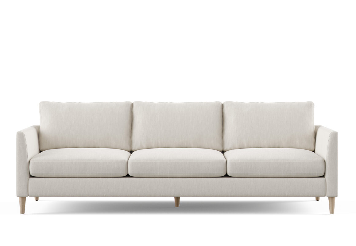 tribeca mid century modern sofa in a light grey fabric