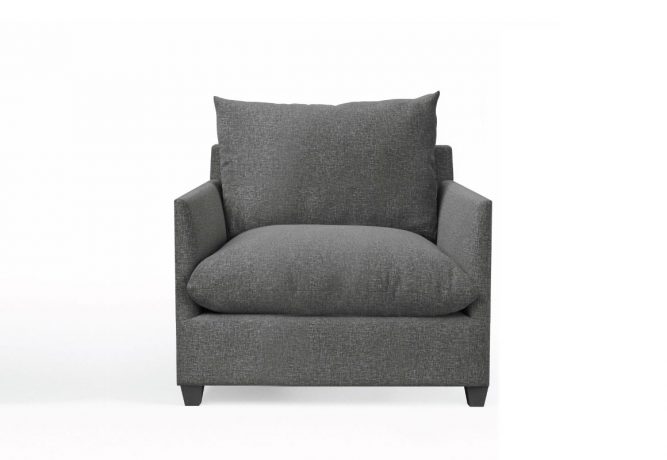 modern large lounge chair in dark grey fabric