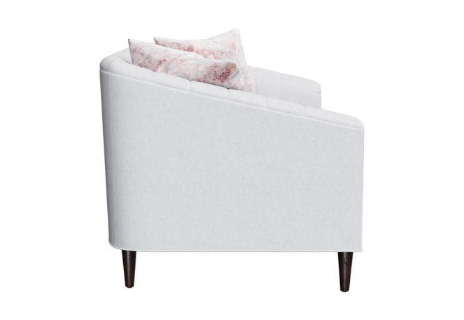 side view of tufted custom loveseat