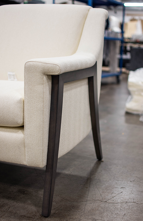 Vogel Alesund Chair The Making of a Vogel Chair - Alesund Chair with dark wood finish and tan fabric upholstery
